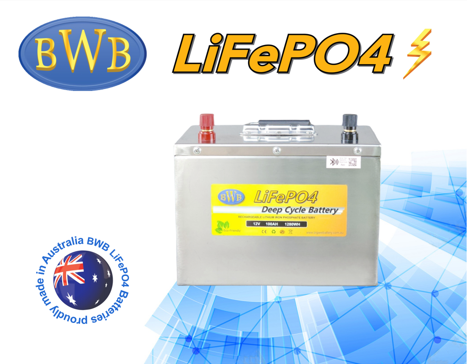 12V 100AH Lithium Battery LiFePO4 Deep Cycle Stainless Steel Camping RV BWB SS12100